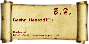 Baahr Hasszán névjegykártya